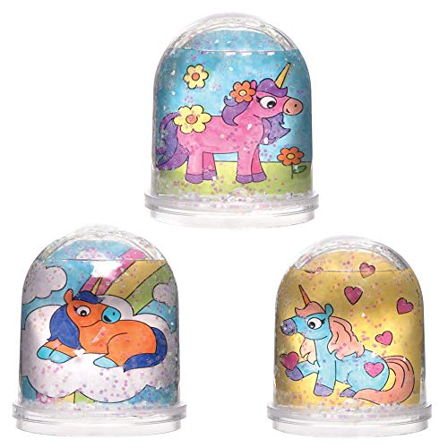 Baker Ross Kits Bolas de nieve Unicornio para colorear (Paquete de 4) - Artes y manualidades para niños