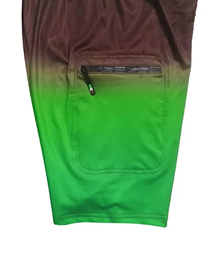 Bañador de Hombre y Niño Surfero Kahuna Store Shorts de baño Verde Degradado Cordón verde, Bolsillo Lateral cierre de Cremallera Cintura elástica Secado rápido Talla (S,M,L,XL,XXL) (Extra Grande, x_l)