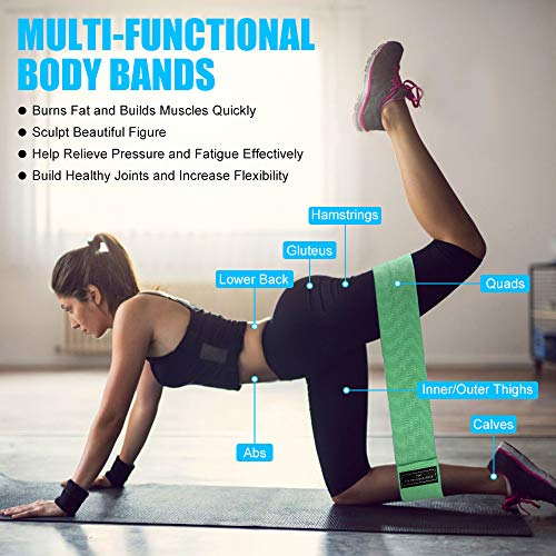 Bandas Elasticas Musculacion, 3 Piezas Bandas Elásticas Fitness con 3 Niveles para Piernas/Glúteos/Muslos, Cadera Ancha Antideslizante Bandas Resistencia para Yoga,Pilates,Crossfit,Hogar,Gym