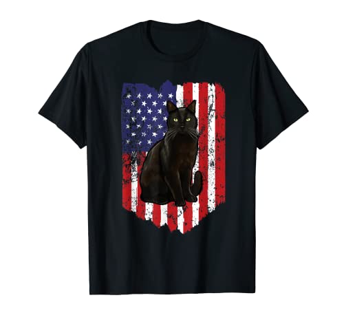 Bandera Americana Bombay 4 de Julio Gato Camiseta