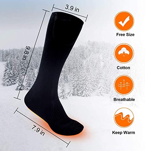 BAOTWO Calcetines calefactables eléctricos para Hombre y Mujer, Calcetines de Invierno cálidos de algodón para Deportes al Aire Libre – Camping, Pesca, Ciclismo, Motociclismo, Patinaje y esquí