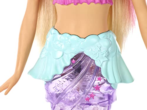 Barbie Dreamtopia, Sirena rubia nada y brilla con accesorios, regalo para niñas y niños 3-9 años (Mattel GFL82)