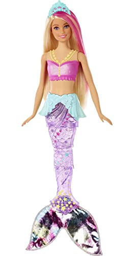 Barbie Dreamtopia, Sirena rubia nada y brilla con accesorios, regalo para niñas y niños 3-9 años (Mattel GFL82)