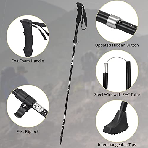 Bastones de Senderismo, Anbte Bastones Trekking Plegables 34cm-130cm 7075 Aleación de Aluminio con Sistema de Bloqueo y Antichoque Telescópicos Ultraligeros para Senderismo Camping Caminar Senderismo