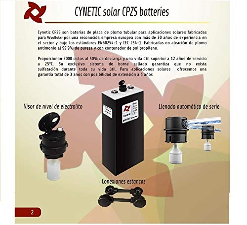 Baterías Solares Cpzs 2V 1160AH para Instalación Solar 6/12 Vasos 12V/24 - PlusEnergy (12 Vasos 24V)