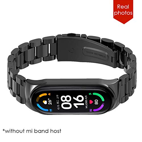 BDIG Correa Compatible para Xiaomi Mi Band 6/5 & MiBand 4/3 Correas Metal, MiBand 6 Pulsera de Acero Inoxidable Agradable para Mi Band 3/4/5/6 Correa (No Host)