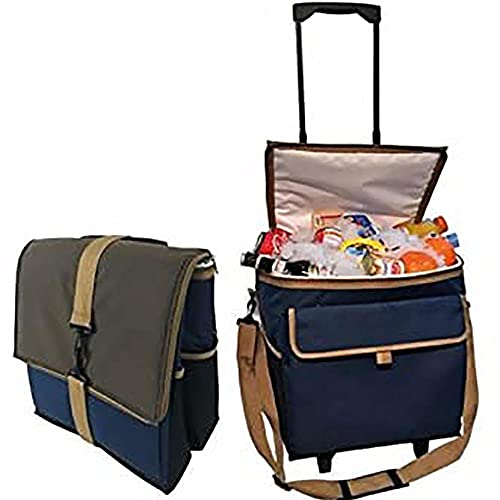 BE COOL Nevera Plegable con Ruedas 30 litros Carro térmico, Azul/Beige, 30L