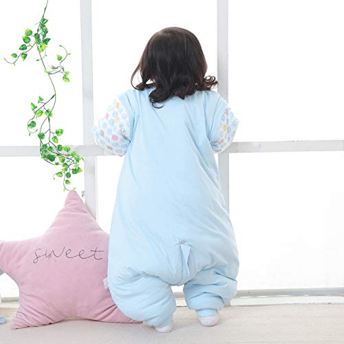 Bebé Saco de Dormir Invierno para Niños Niñas Manga larga Algodón Pijama Mamelucos Mono Traje de dormir 18-36 meses, azul