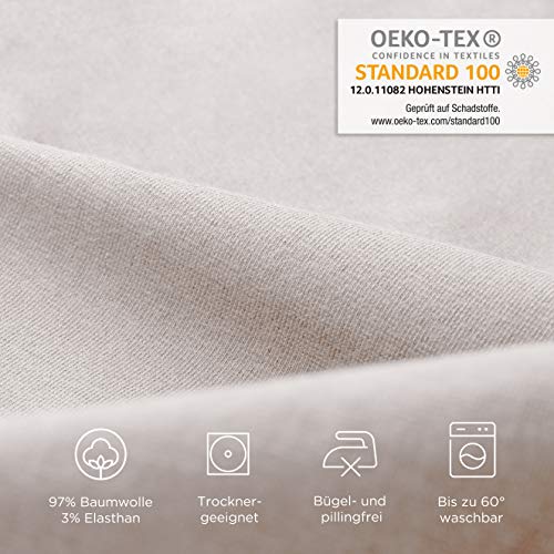 BEEKE Sábana bajera premium para caravana [3 piezas] – Sábana bajera elástica para caravana de cama trasera [fabricado en Alemania] con 97% algodón y 3% elastano [Oeko-Tex Standard 100], gris piedra