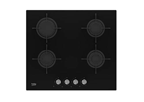 Beko HILG 64220 S hobs Integrado Encimera de gas Negro - Placa (Integrado, Encimera de gas, Vidrio, Negro, Esmaltado, Giratorio)