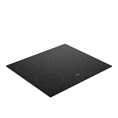 BEKO Placa HIC63401T 3VITRO 1DOBLE SIN Marco, 1800 W, Vidrio y cerámica, Negro