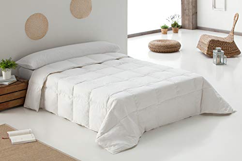 Belnou Edredon Relleno Nordico de Pluma. Blanco Liso. Grueso Blando Comodo Ligero. Diseño 90 % Plumon de Oca. 240x220 cm Cama 150/160 cm