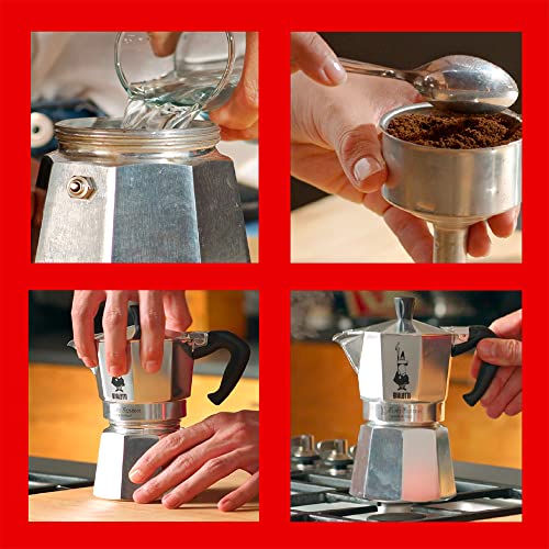 Bialetti - Moka Express: Icónica Cafetera Italiana para Espresso, Auténtico Café Italiano, Cafetera Moka 1 Taza (60 Ml), Aluminio, Plata