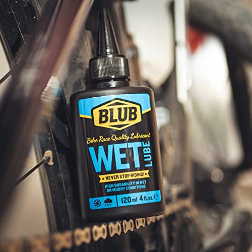 BLUB Lubricante Wet Cadenas Bicicleta 120 ml, Grasa Cadenas MTB, Aceite para Cadenas de Bicicletas, Grasa MTB, Lubricante para Condiciones Húmedas, Azul