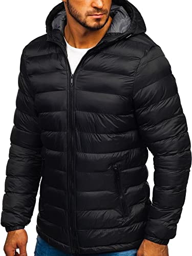 BOLF Hombre Chaqueta acolchada De Invierno con Capucha Cierre de Cremallera Jacket Cazadora Plumón Ropa de Abrigo Estilo Deportivo JP1101 Negro M [4D4]