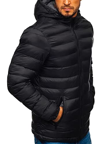 BOLF Hombre Chaqueta acolchada De Invierno con Capucha Cierre de Cremallera Jacket Cazadora Plumón Ropa de Abrigo Estilo Deportivo JP1101 Negro M [4D4]