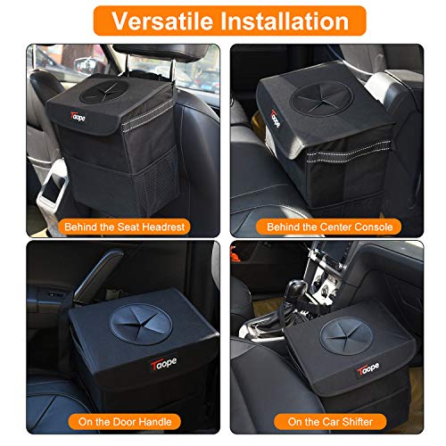 Bolsas para Maletero del Coche,TAOPE Papelera para Coche 15 L, Organizador Maletero Coche Impermeable, Cubo de Basura Plegable con Tapa y Bolsillo Lateral de Red para Coche, SUV, Camión, Minivan, Auto