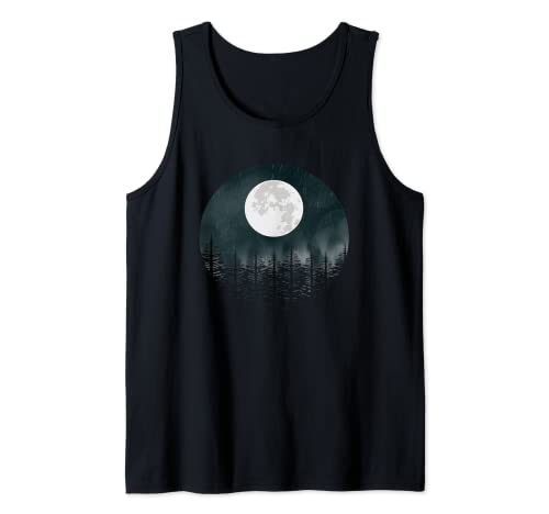 Bonito paisaje natural para camping con luna. Camiseta sin Mangas