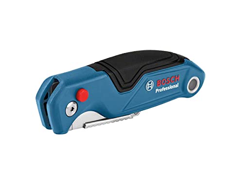 Bosch Professional Navaja universal plegable con compartimento para hojas en mango metálico (incl.3 hojas de recambio, en blister)