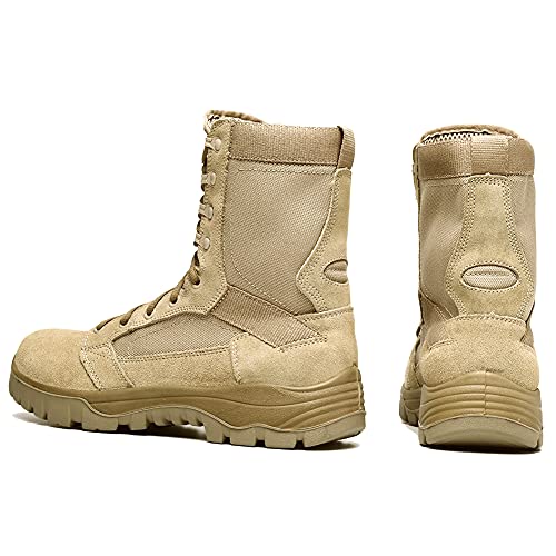 Botas tácticas militares de hombre ultraligero, Tan Botas Jungle Combat, zapatos de trabajo y seguridad (41 EU, Tan)