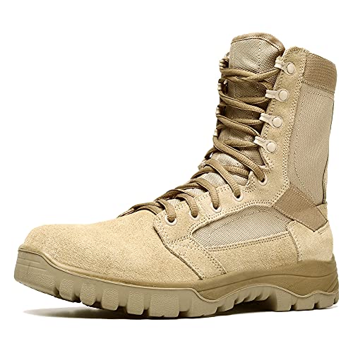 Botas tácticas militares de hombre ultraligero, Tan Botas Jungle Combat, zapatos de trabajo y seguridad (41 EU, Tan)