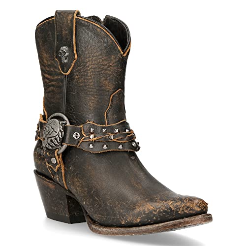 Botas vaqueras de mujer Tejanas Western Cowboy Vintage Marrón NEW ROCK Brown Woman Boots Texas M.WSTM005-S2 (numeric_37)