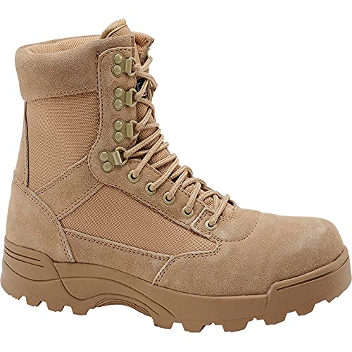 BRANDIT Botas tácticas coyote de 9 agujeros, para senderismo, actividades al aire libre, botas de trabajo, crema, 44 EU