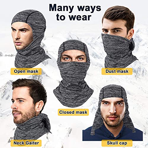 BRGOOD Pasamontañas Moto Invierño Impermeable, Balaclava Termico Forro Polar, Capucha Pasamontaña para Ciclismo, Esqui, Senderismo, Snowboard para Hombre Mujeres Resistente al Viento (Gris)