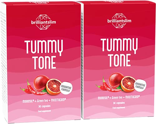 Brilliantslim Tummy Tone – Extracto de pimienta negro con 95% de piperina, pimienta de cayena y cafeína – 2 x 30 cápsulas de Sensilab