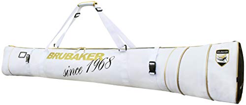 BRUBAKER Set de ski 'Grenoble' - Housse à Skis et Sac à Chaussures de ski pour 1 Paire de Skis + Bâtons - Blanco/Dorado 170 cm