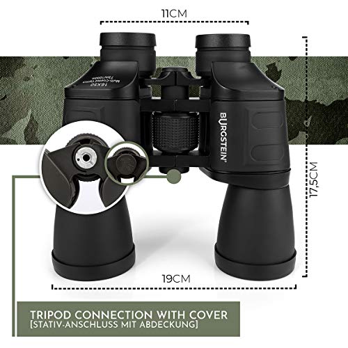 Burgstein® Prismáticos 16x50 - Prismaticos Profesionales - Largo Alcance, Binoculares Astronomicos, Resistentes, Antideslizantes y Repelentes al Agua