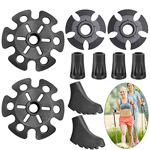 BUZIFU 10pcs Puntas de Goma para Bastones Protectores Cestas de Nieve y Lodo Bastón de Senderismo Virola Férula Bastones de Trekking, Ideal para Todos los Bastones de Senderismo Estándar