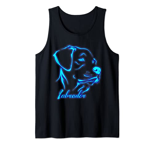 Cabeza de Perro Labrador Azul Vista Lateral Camiseta sin Mangas