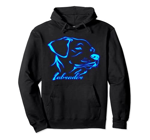 Cabeza de Perro Labrador Azul Vista Lateral Sudadera con Capucha