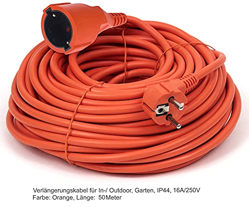 Cable alargador de 50 m Schuko IP44, cable de alimentación para jardín V13