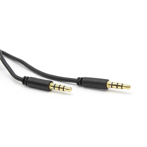 Cable de Audio Estereo Jack 3.5 Macho-Macho 4 Pin (1 Metro, Negro)