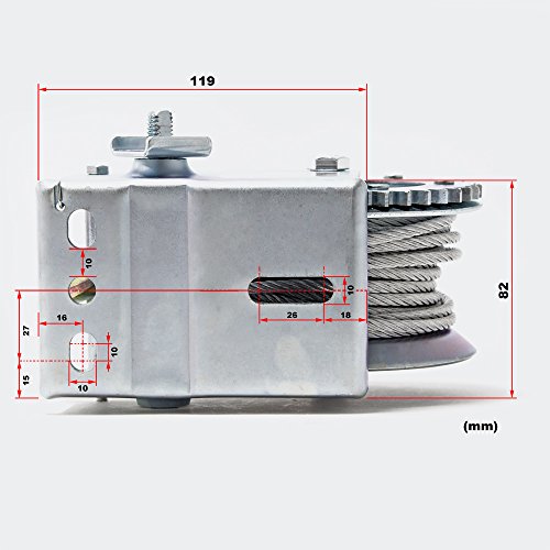 Cabrestante manual hasta 350kg 10m 3:2:1 Polipasto manual Torno de cable forestal Fuerza de tracción