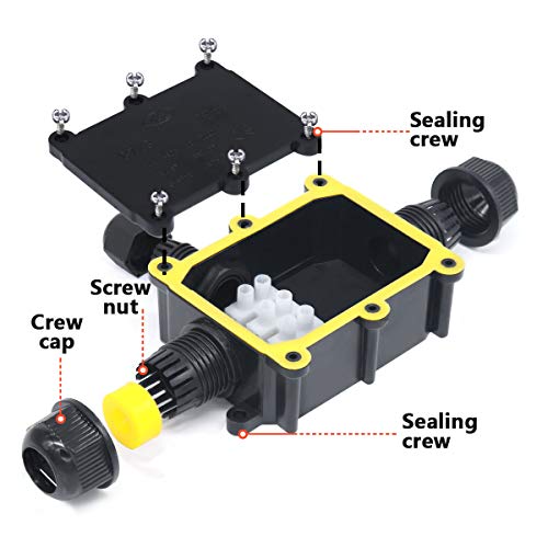 Cajas de Empalmes,IP68 Caja de Conexiones Impermeable Eléctricas para 4 mm-14 mm Diámetro del Cable,Conector Exterior Cable (1 Pack)