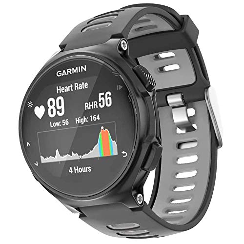 CAKAMENSHY Correa de reloj compatible con Garmin Forerunner 735XT 220 230 235 620 630 Approach S20 S5 S6 Banda de silicona suave con hebilla de metal para accesorio de reloj inteligente Garmin (negro)