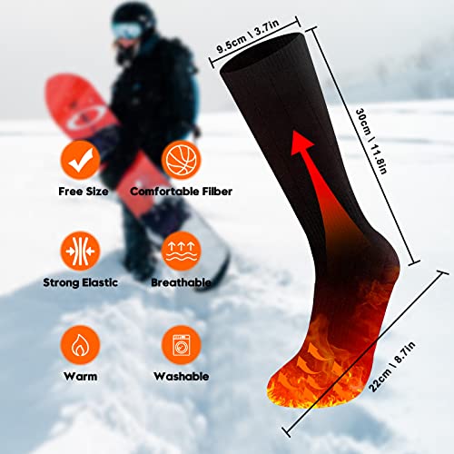 Calcetines Calefactables, 4500mAh Recargable Calcetines Térmicos Hombre Mujere con 3 ajustes de Calor, Calentadores de Pies Heated Socks para Esquiar Motocicleta Ciclismo Acampar