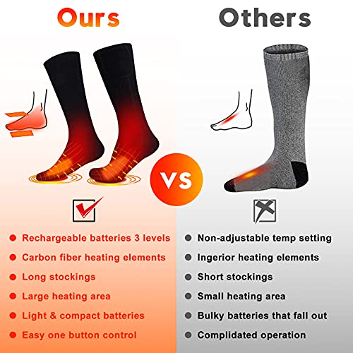 Calcetines calefactables, calentadores de pies eléctricos, con calefacción inferior y superior, 4500 mAh, 3 ajustes de calor, calcetines térmicos para hombres y mujeres en invierno, correr, pesca.