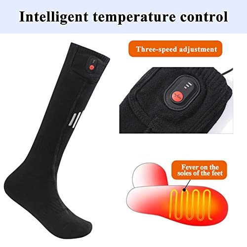 Calcetines Calefactables Hombres Mujeres, Calcetines de Algodón Cálido Invierno Esquiar Motocicleta Ciclismo Calcetines Calentar Los Pies, con 3 Ajustes De Calefacción (Baterías no Incluidas)