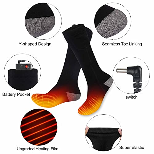 Calcetines calefactables para hombre y mujer, calcetines calefactables de invierno eléctricos con 2 cajas de pilas secas, calcetines de invierno para esquí, camping, pesca (sin batería)