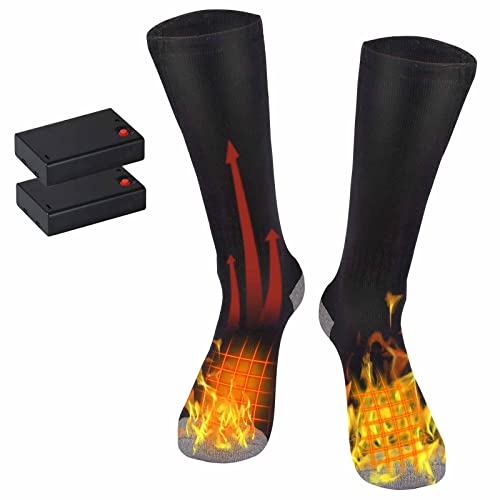 Calcetines calefactables para hombre y mujer, calcetines calefactables de invierno eléctricos con 2 cajas de pilas secas, calcetines de invierno para esquí, camping, pesca (sin batería)