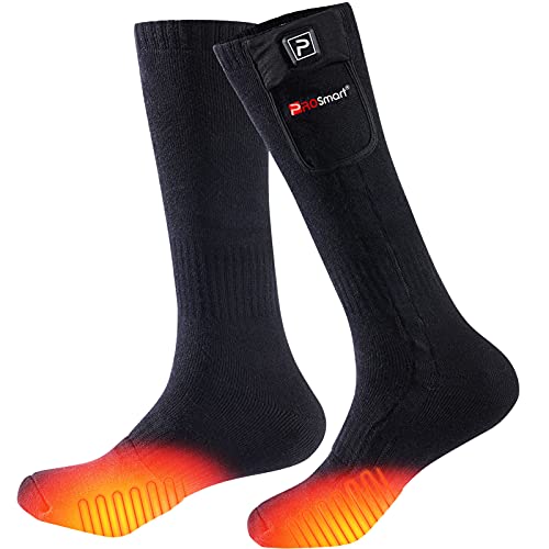 Calcetines Calefactados Recargable Calcetín Calefactor Eléctrico - Calcetines de Calentamiento Térmico con Batería 4400mAh para Hombres Mujeres Esquí Caza de Invierno Camping (L, Negro)