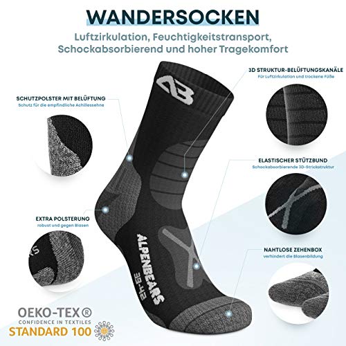 Calcetines de senderismo premium de lana merino - [2 pares] - Calcetines de trekking profesionales para senderismo - Calcetines para caminar, señoras, caballeros y niños - Calcetines funcionales