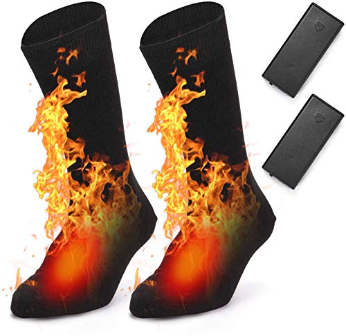 Calentadores Calentadores Eléctricos Calefacción para Hombre Mujer Invierno Caliente Calcetines de Algodón para Deportes al Aire Libre – Camping, Pesca, Ciclismo, Motocicleta, Patinaje y Esquí (black)