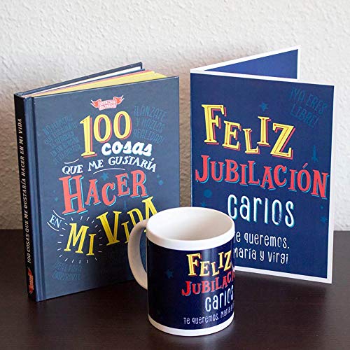 CALLE DEL REGALO Regalo de jubilación ‘100 cosas que me gustaría hacer’ personalizado con libro + taza + tarjeta