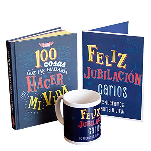 CALLE DEL REGALO Regalo de jubilación ‘100 cosas que me gustaría hacer’ personalizado con libro + taza + tarjeta