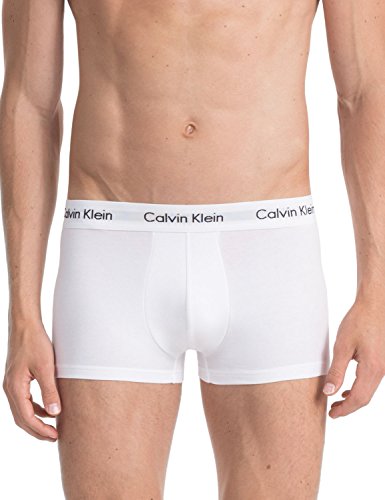 Calvin Klein 3 Pack Low Rise Trunks-Cotton Stretch Bóxers, Multicolor (Black/White/Grey Heather), S (Pack de 3) para Hombre